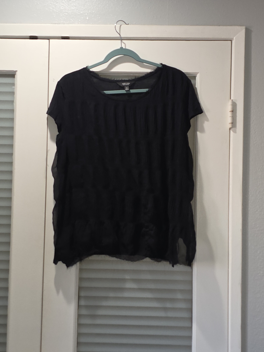 Simply Vera Vera Wang Black Short Sleeve Sheer Blouse